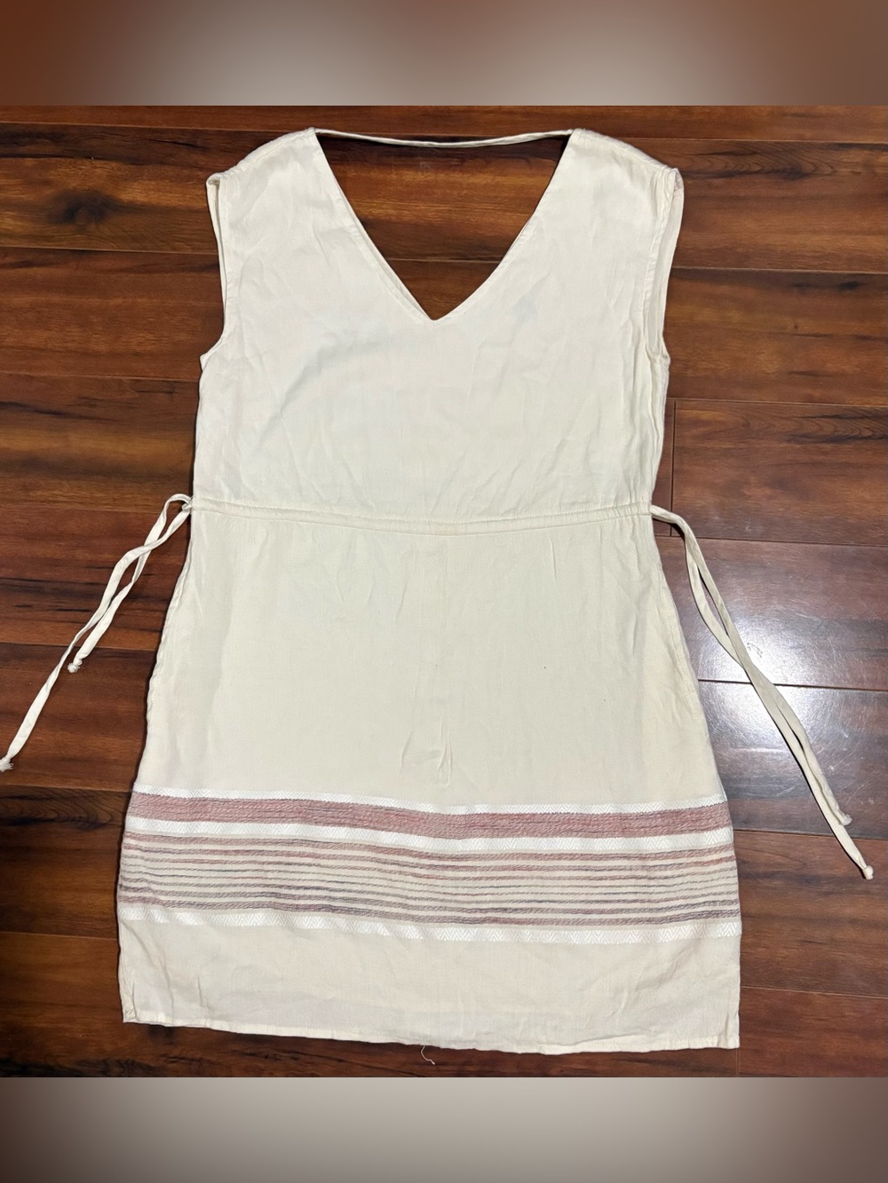 Universal Thread Cotton Midi Dress With Pink Tone Stitch Hem Side Ties X Small